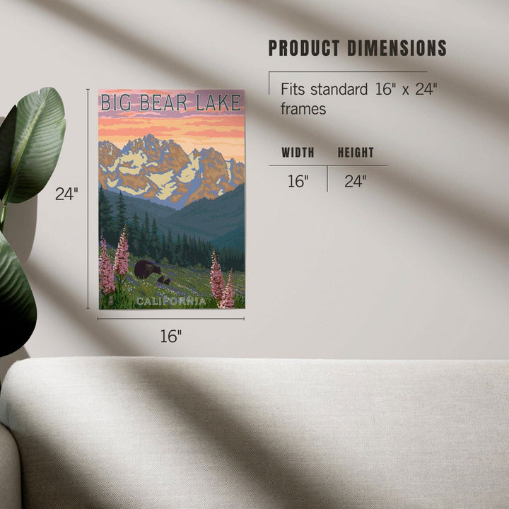 Big Bear Lake, California, Bear and Spring Flowers, Art & Giclee Prints Art Lantern Press 