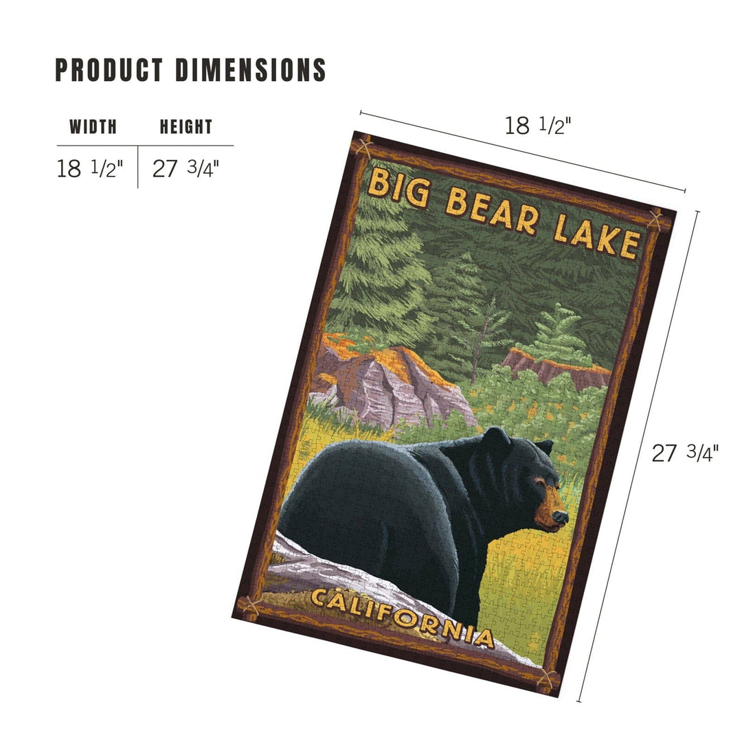 Big Bear Lake, California, Black Bear in Forest, Jigsaw Puzzle Puzzle Lantern Press 