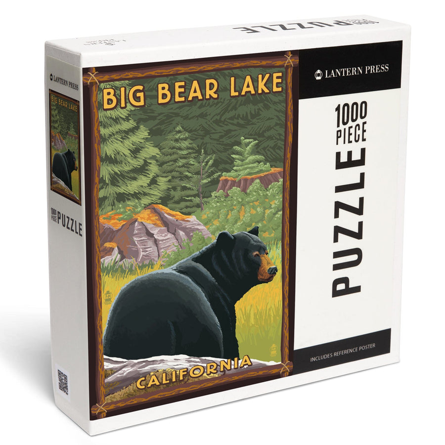 Big Bear Lake, California, Black Bear in Forest, Jigsaw Puzzle Puzzle Lantern Press 