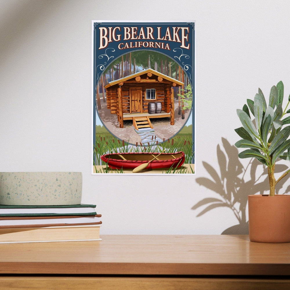 Big Bear Lake, California, Cabin in Woods Montage, Art & Giclee Prints Art Lantern Press 