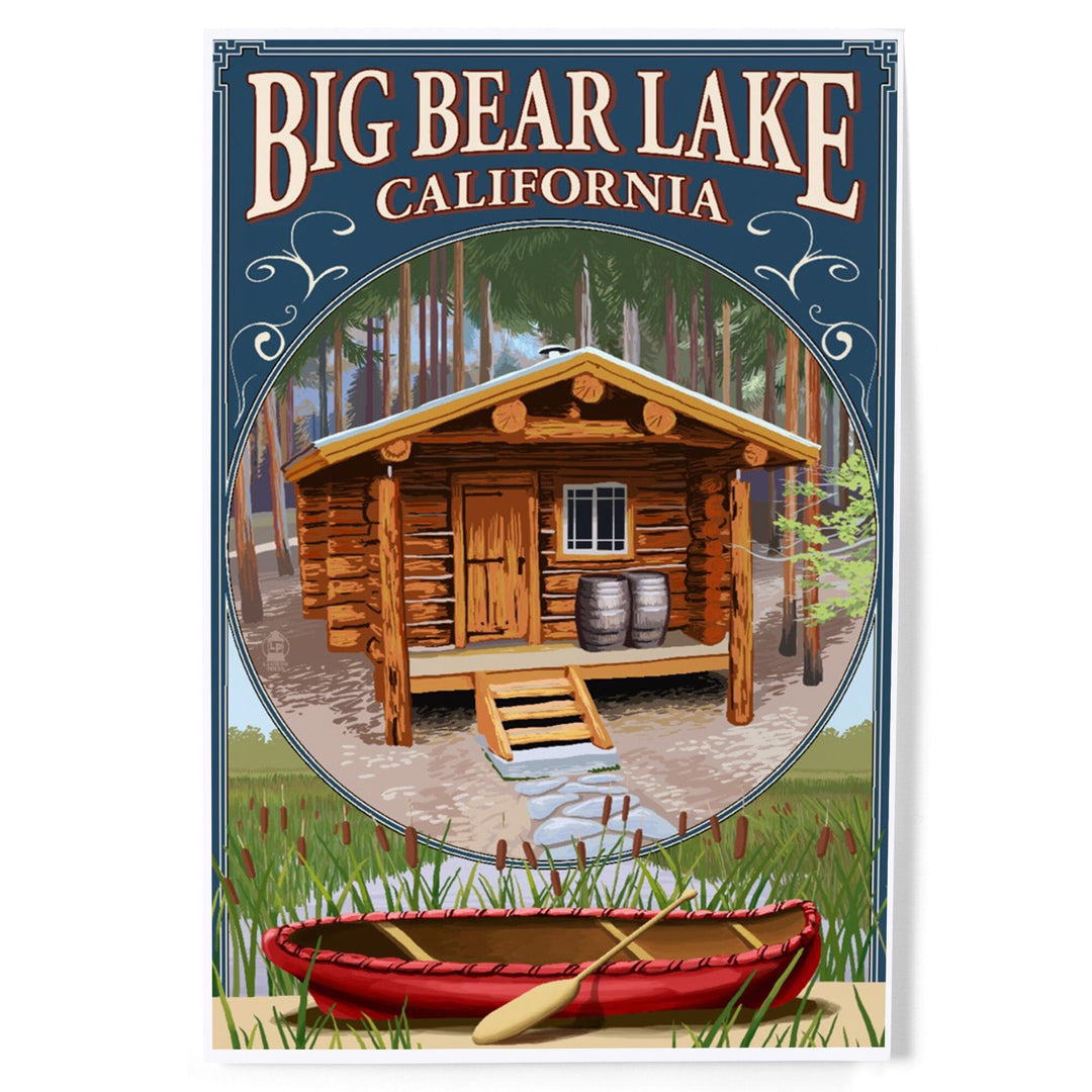 Big Bear Lake, California, Cabin in Woods Montage, Art & Giclee Prints Art Lantern Press 