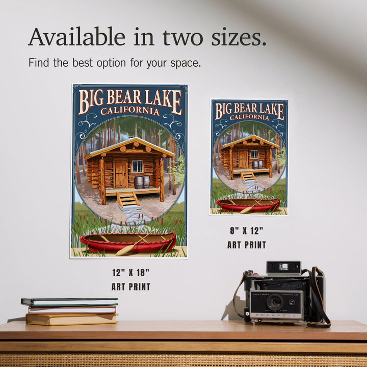 Big Bear Lake, California, Cabin in Woods Montage, Art & Giclee Prints Art Lantern Press 