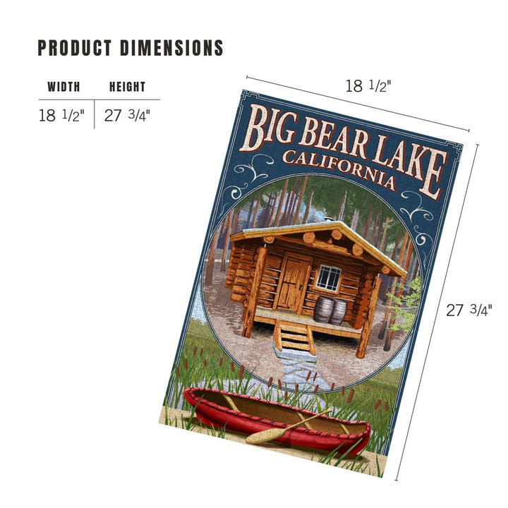 Big Bear Lake, California, Cabin in Woods Montage, Jigsaw Puzzle Puzzle Lantern Press 