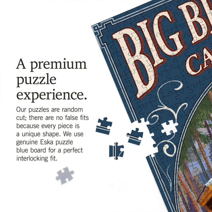 Big Bear Lake, California, Cabin in Woods Montage, Jigsaw Puzzle Puzzle Lantern Press 