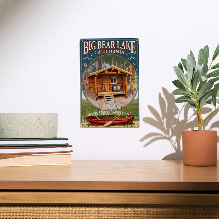 Big Bear Lake, California, Cabin in Woods Montage, Lantern Press Artwork, Wood Signs and Postcards Wood Lantern Press 