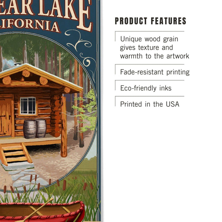 Big Bear Lake, California, Cabin in Woods Montage, Lantern Press Artwork, Wood Signs and Postcards Wood Lantern Press 