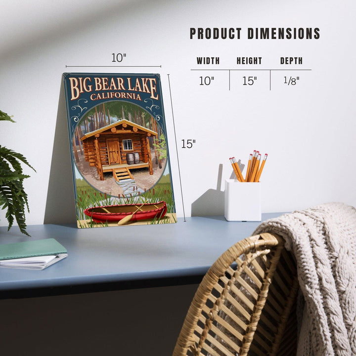 Big Bear Lake, California, Cabin in Woods Montage, Lantern Press Artwork, Wood Signs and Postcards Wood Lantern Press 