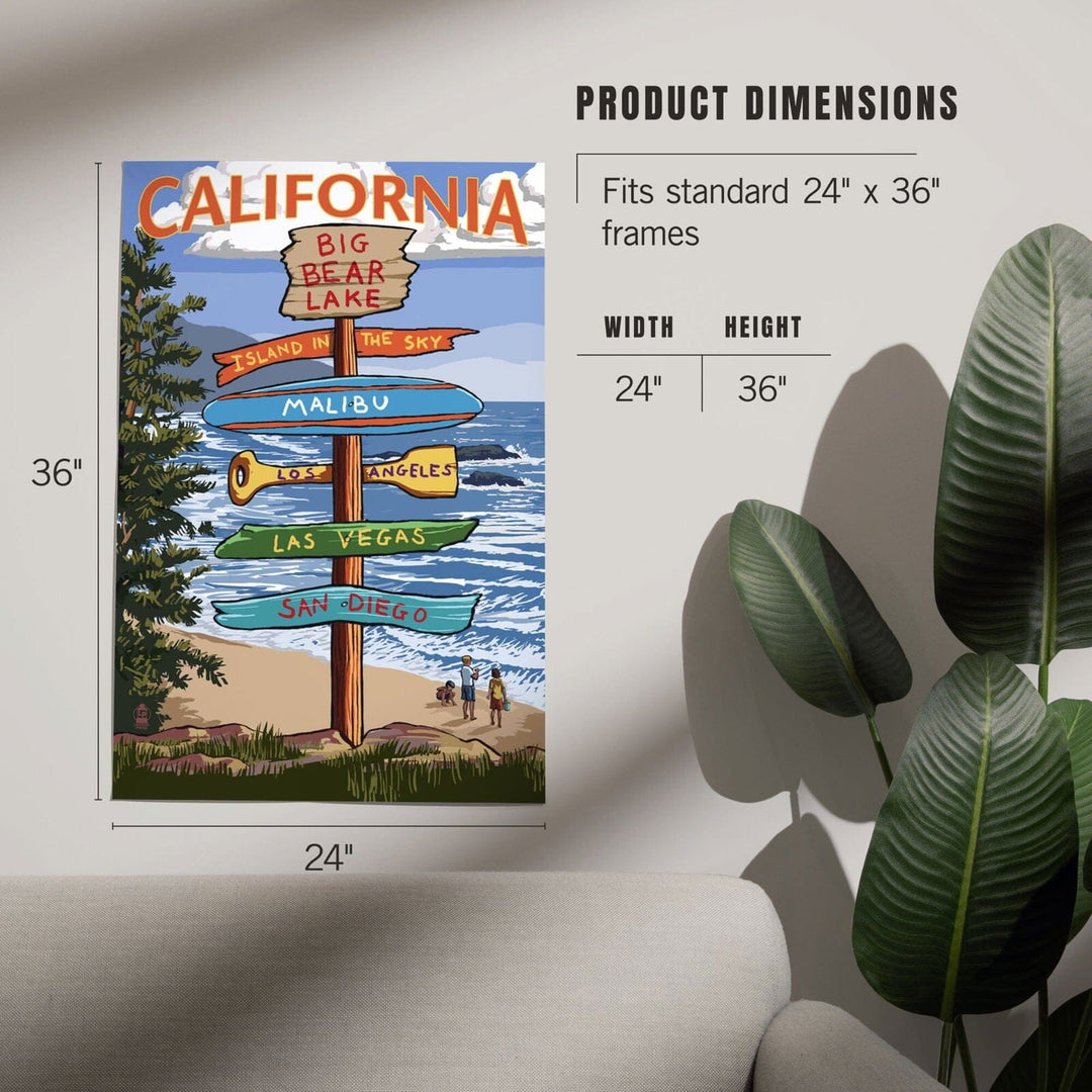 Big Bear Lake, California, Destination Signpost, Art & Giclee Prints Art Lantern Press 