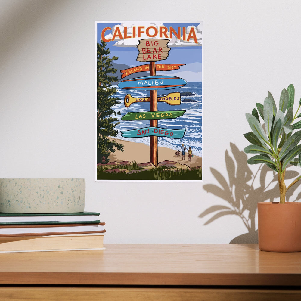 Big Bear Lake, California, Destination Signpost, Art & Giclee Prints Art Lantern Press 