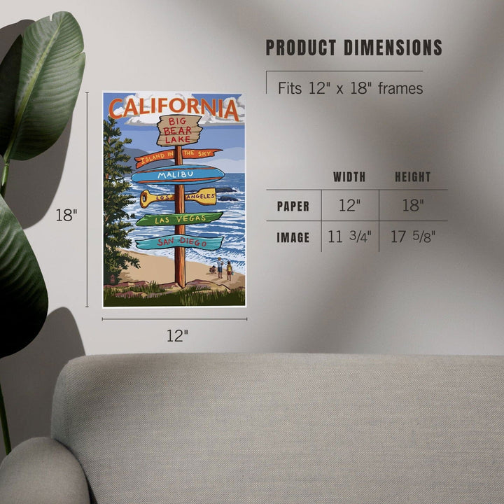 Big Bear Lake, California, Destination Signpost, Art & Giclee Prints Art Lantern Press 