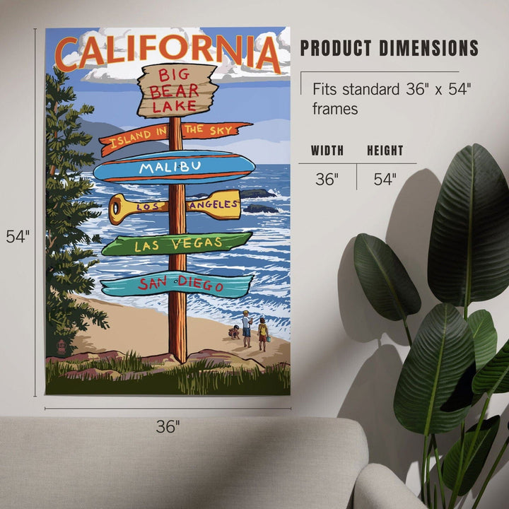 Big Bear Lake, California, Destination Signpost, Art & Giclee Prints Art Lantern Press 