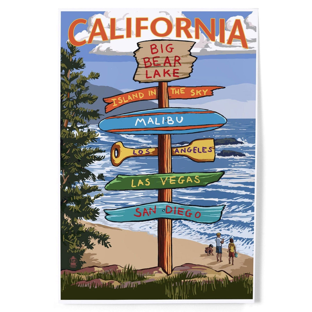 Big Bear Lake, California, Destination Signpost, Art & Giclee Prints Art Lantern Press 