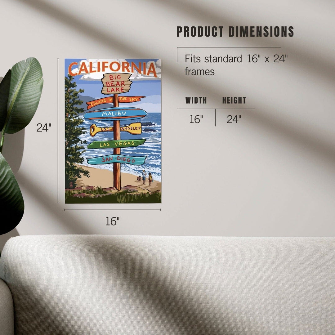 Big Bear Lake, California, Destination Signpost, Art & Giclee Prints Art Lantern Press 