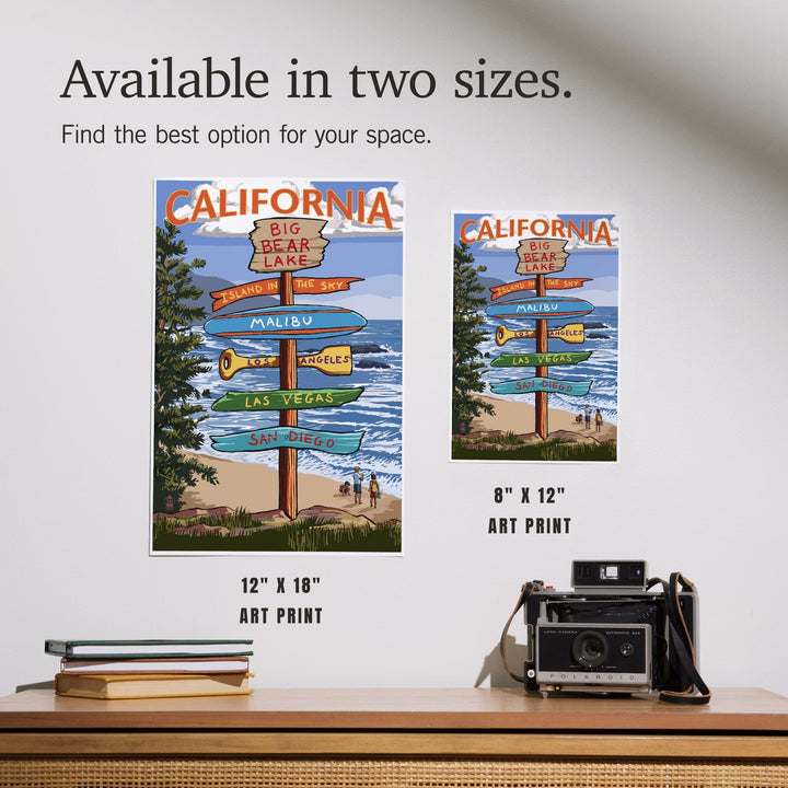 Big Bear Lake, California, Destination Signpost, Art & Giclee Prints Art Lantern Press 