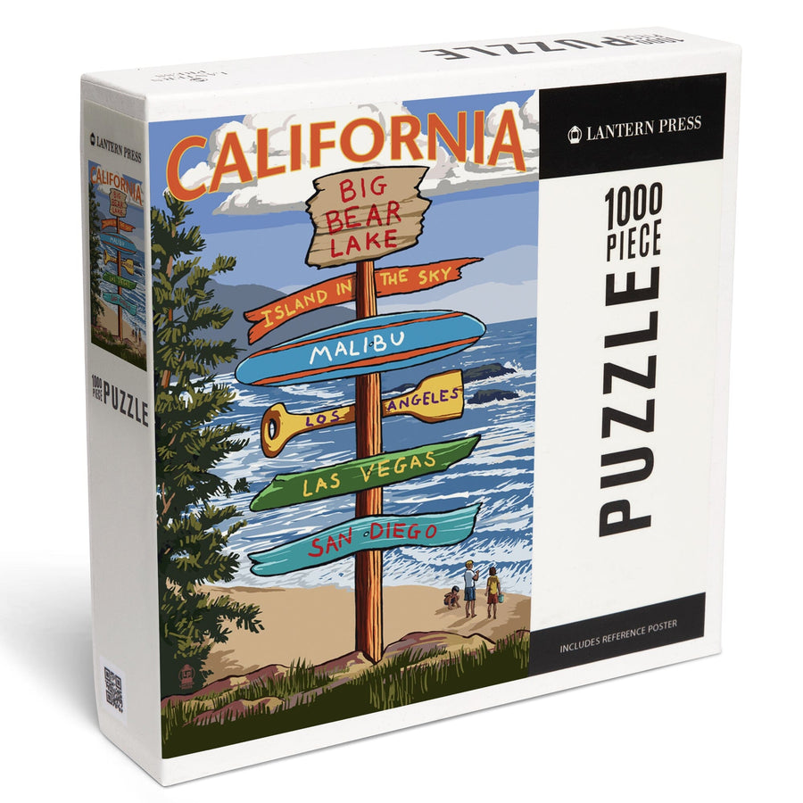 Big Bear Lake, California, Destination Signpost, Jigsaw Puzzle Puzzle Lantern Press 