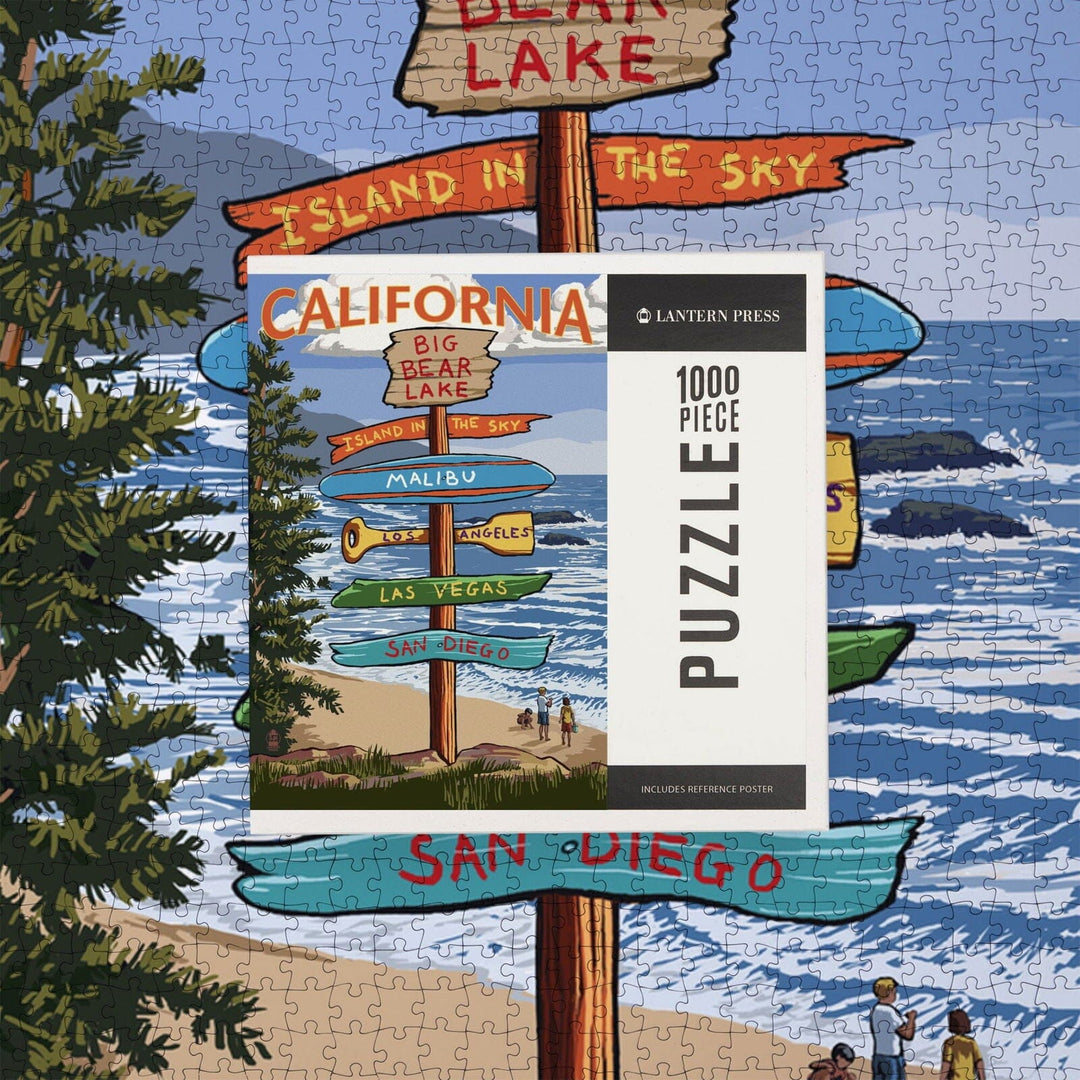 Big Bear Lake, California, Destination Signpost, Jigsaw Puzzle Puzzle Lantern Press 