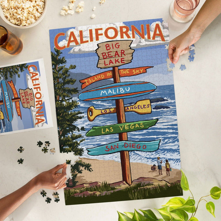 Big Bear Lake, California, Destination Signpost, Jigsaw Puzzle Puzzle Lantern Press 