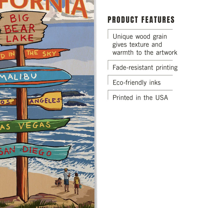 Big Bear Lake, California, Destination Signpost, Lantern Press Artwork, Wood Signs and Postcards Wood Lantern Press 