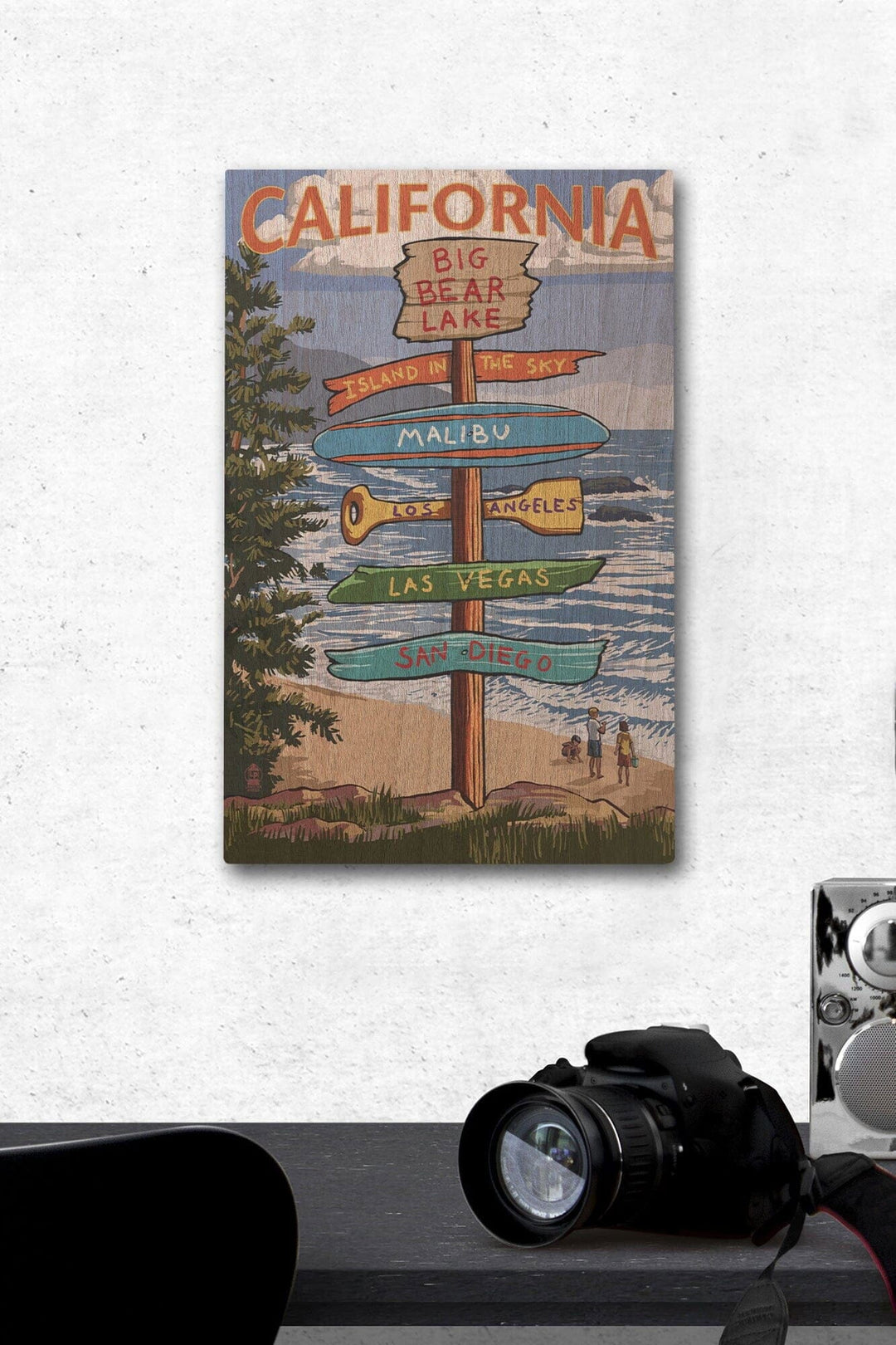 Big Bear Lake, California, Destination Signpost, Lantern Press Artwork, Wood Signs and Postcards Wood Lantern Press 