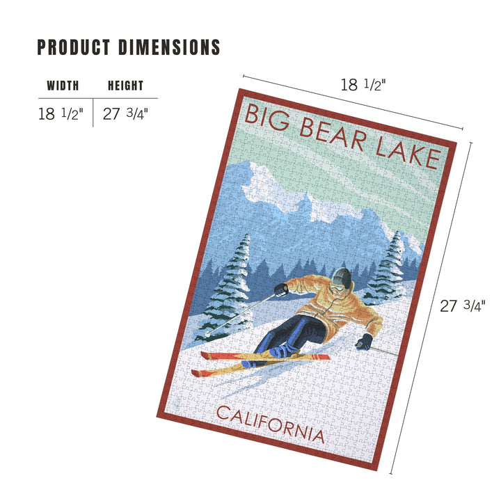 Big Bear Lake, California, Downhill Skier, Jigsaw Puzzle Puzzle Lantern Press 