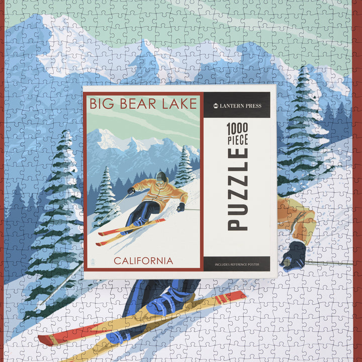 Big Bear Lake, California, Downhill Skier, Jigsaw Puzzle Puzzle Lantern Press 
