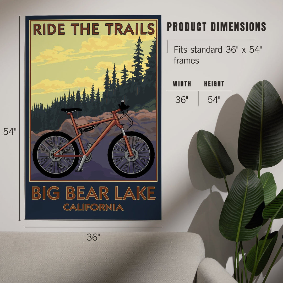 Big Bear Lake, California, Mountain Bike Scene, Art & Giclee Prints Art Lantern Press 