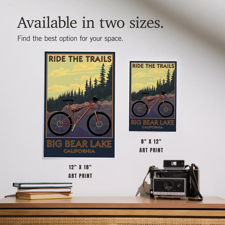 Big Bear Lake, California, Mountain Bike Scene, Art & Giclee Prints Art Lantern Press 