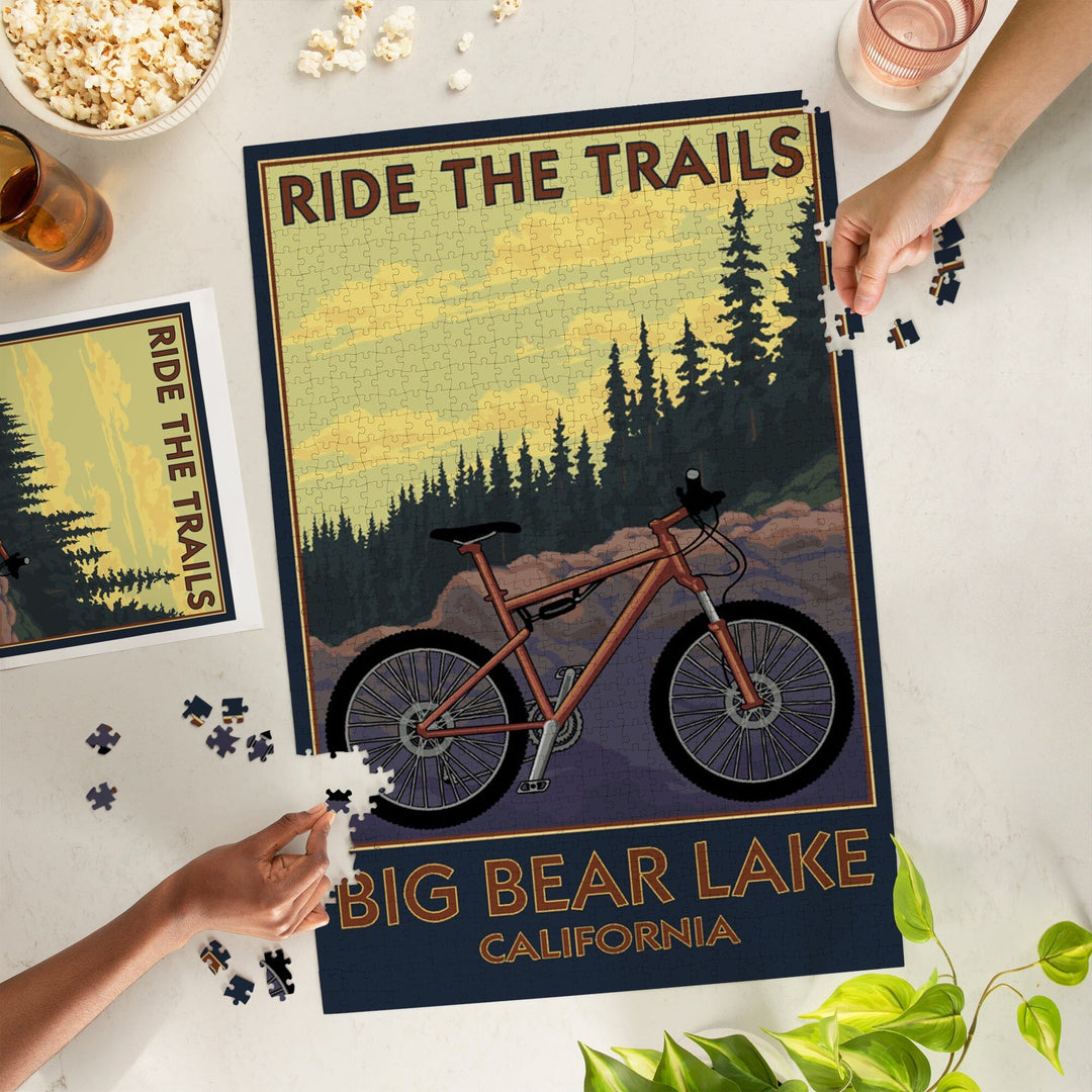 Big Bear Lake, California, Mountain Bike Scene, Jigsaw Puzzle Puzzle Lantern Press 