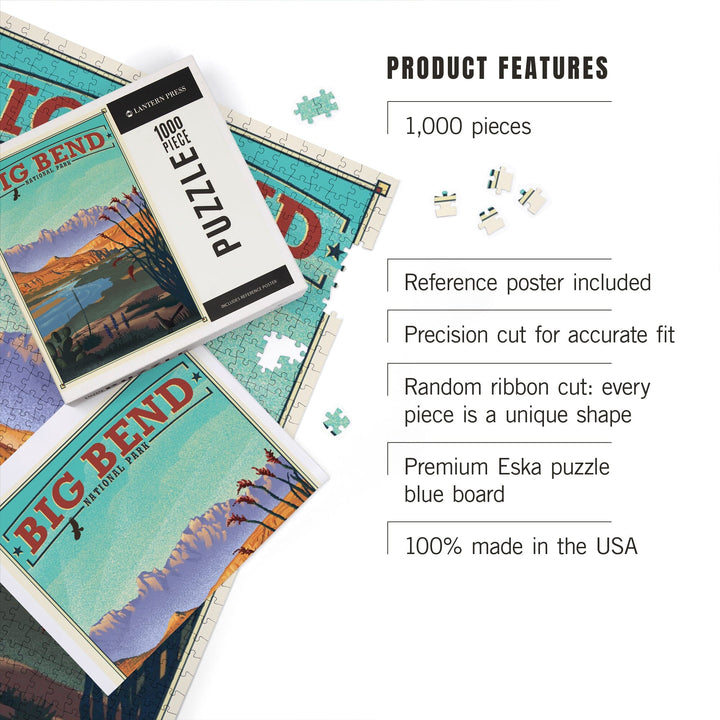 Big Bend National Park, Lithograph National Park Series, Jigsaw Puzzle Puzzle Lantern Press 