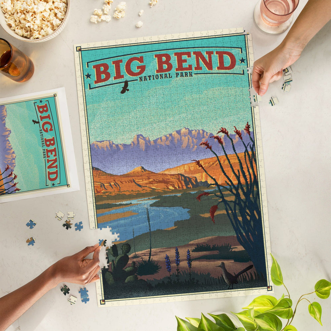 Big Bend National Park, Lithograph National Park Series, Jigsaw Puzzle Puzzle Lantern Press 