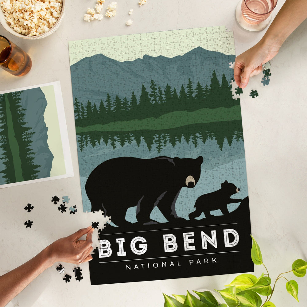 Big Bend National Park, Texas, Black Bear and Cub, Jigsaw Puzzle Puzzle Lantern Press 