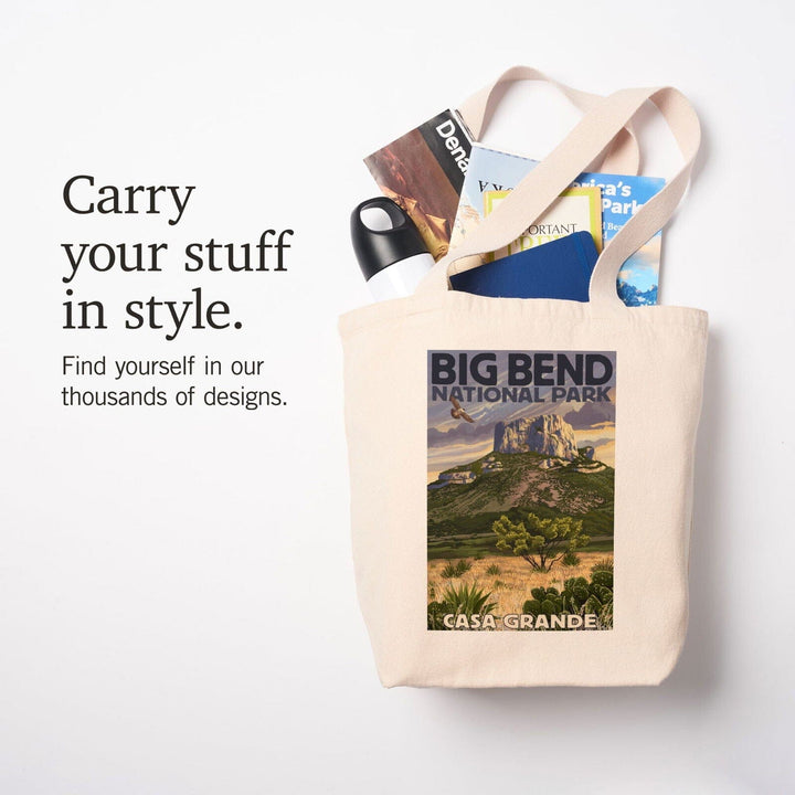 Big Bend National Park, Texas, Casa Grande, Lantern Press Artwork, Tote Bag Totes Lantern Press 