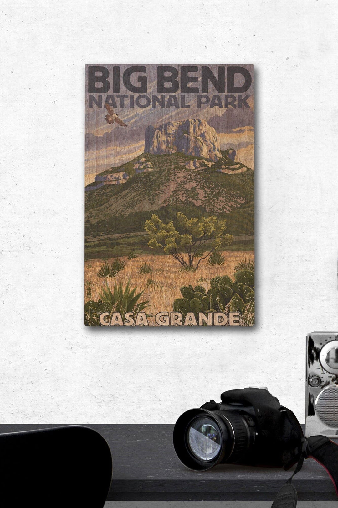 Big Bend National Park, Texas, Casa Grande, Lantern Press Artwork, Wood Signs and Postcards Wood Lantern Press 12 x 18 Wood Gallery Print 