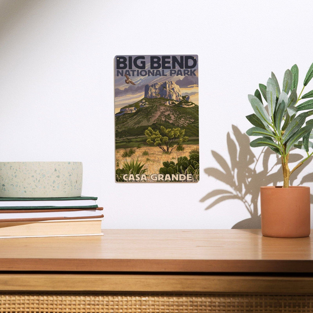 Big Bend National Park, Texas, Casa Grande, Lantern Press Artwork, Wood Signs and Postcards Wood Lantern Press 