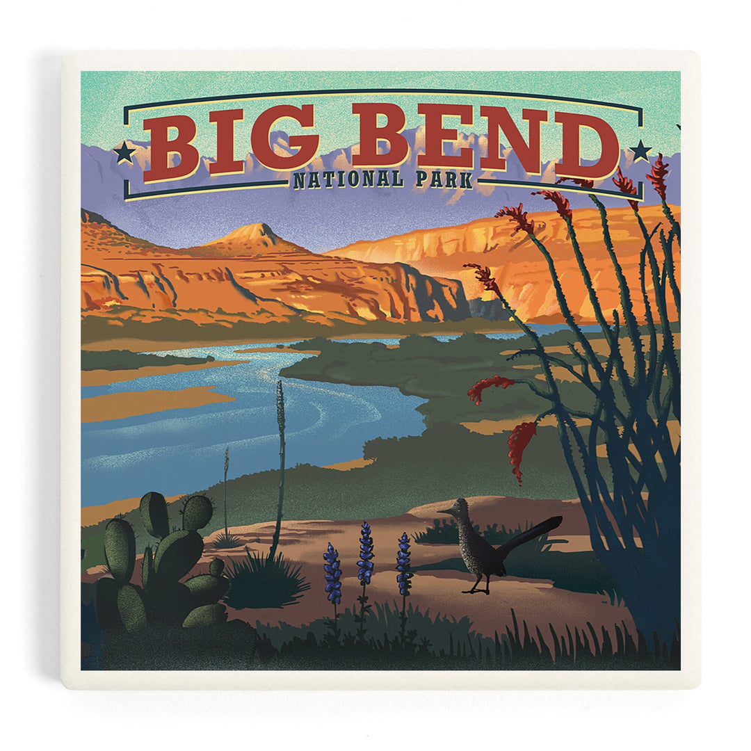 Big Bend National Park, Texas, Lithograph National Park Series, Coasters Coasters Lantern Press 