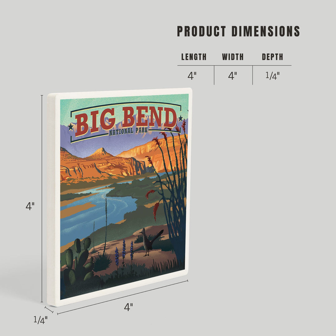 Big Bend National Park, Texas, Lithograph National Park Series, Coasters Coasters Lantern Press 