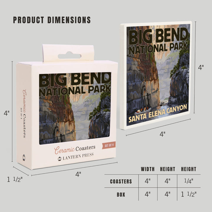 Big Bend National Park, Texas, Santa Elena Canyon, Painterly Series, Coasters Coasters Lantern Press 