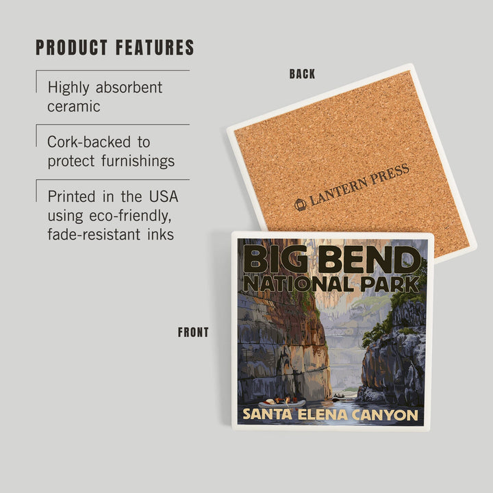 Big Bend National Park, Texas, Santa Elena Canyon, Painterly Series, Coasters Coasters Lantern Press 