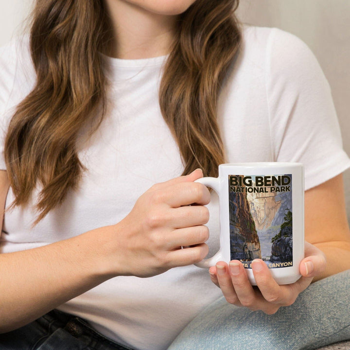 Big Bend National Park, Texas, Santa Elena Canyon, Painterly Series, Lantern Press Artwork, Ceramic Mug Mugs Lantern Press 
