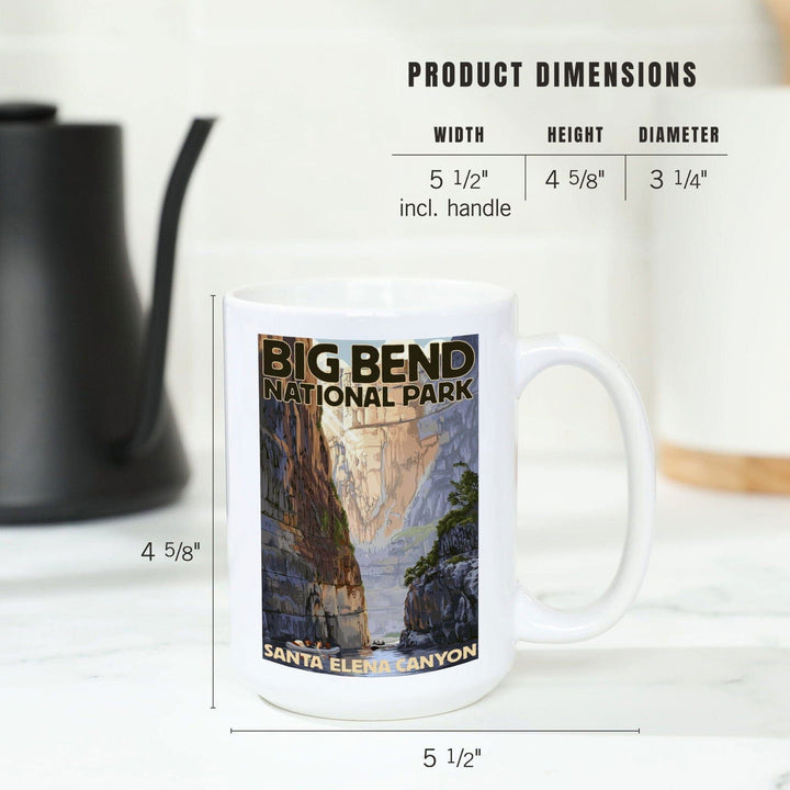 Big Bend National Park, Texas, Santa Elena Canyon, Painterly Series, Lantern Press Artwork, Ceramic Mug Mugs Lantern Press 