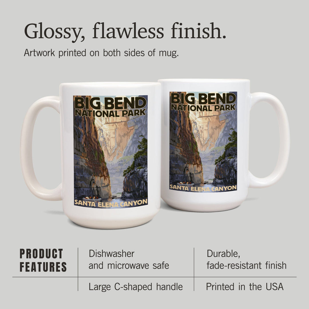 Big Bend National Park, Texas, Santa Elena Canyon, Painterly Series, Lantern Press Artwork, Ceramic Mug Mugs Lantern Press 
