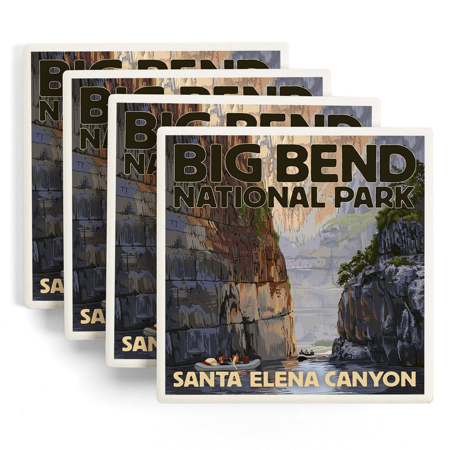 Big Bend National Park, Texas, Santa Elena Canyon, Painterly Series, Lantern Press Artwork, Coaster Set Coasters Lantern Press 