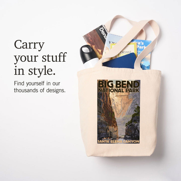 Big Bend National Park, Texas, Santa Elena Canyon, Painterly Series, Lantern Press Artwork, Tote Bag Totes Lantern Press 