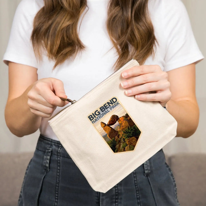 Big Bend National Park, Texas, Santa Elena Canyon, Rock Formation,, Organic Cotton Zipper Pouch, Go Bag Go Bag Lantern Press 