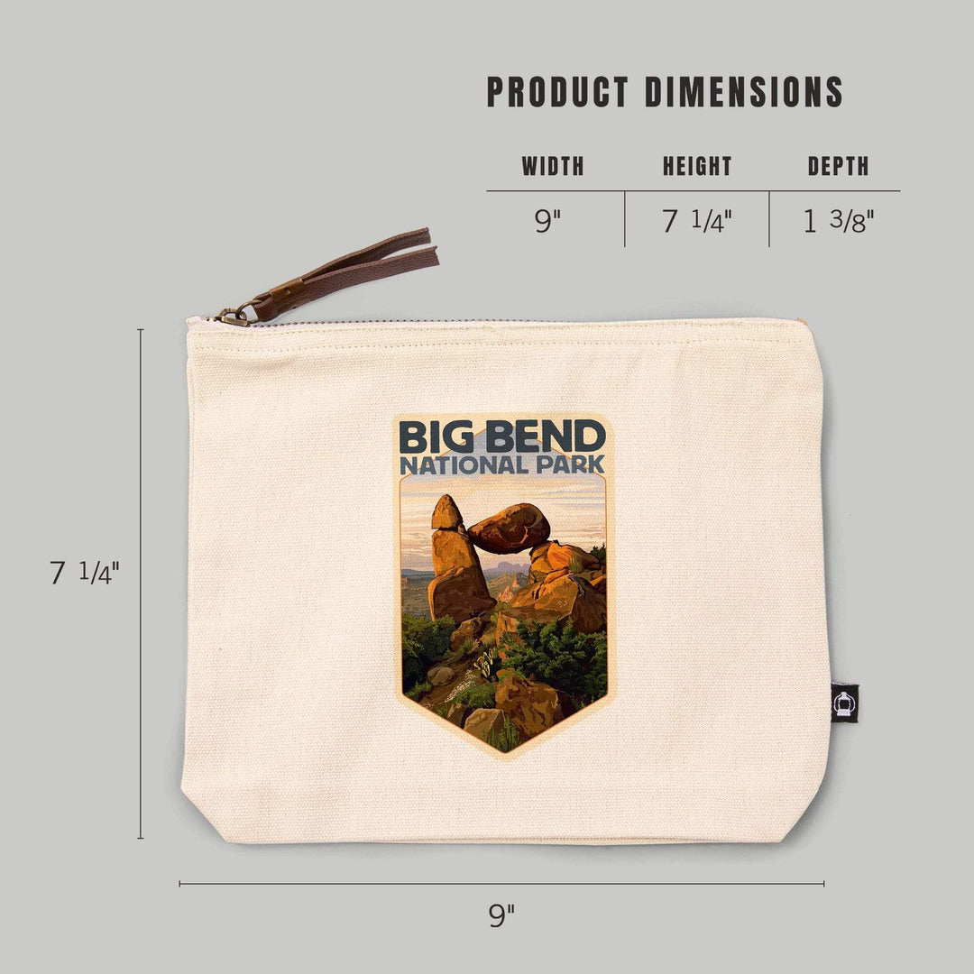 Big Bend National Park, Texas, Santa Elena Canyon, Rock Formation,, Organic Cotton Zipper Pouch, Go Bag Go Bag Lantern Press 