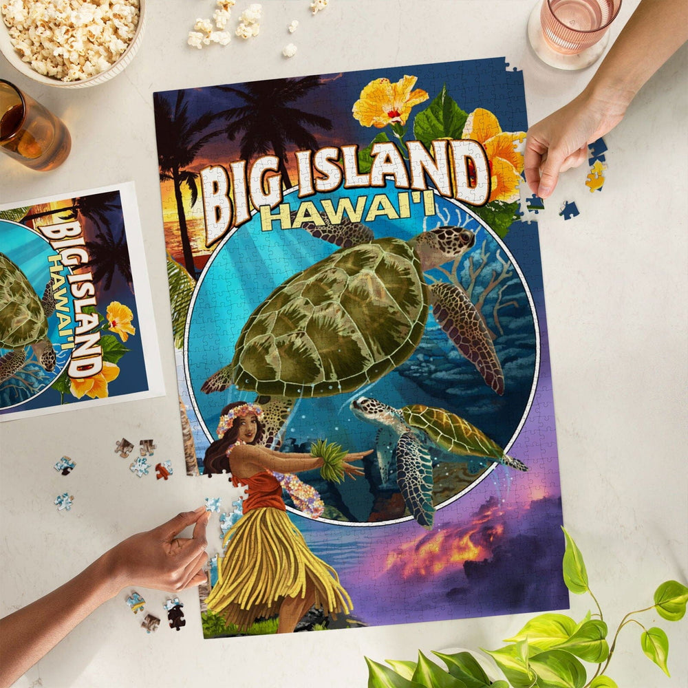 Big Island, Hawaii, Big Island Montage, Jigsaw Puzzle Puzzle Lantern Press 
