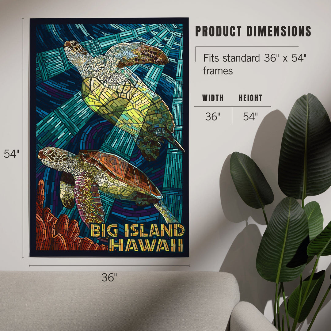 Big Island, Hawaii, Sea Turtle, Mosaic, Art & Giclee Prints Art Lantern Press 