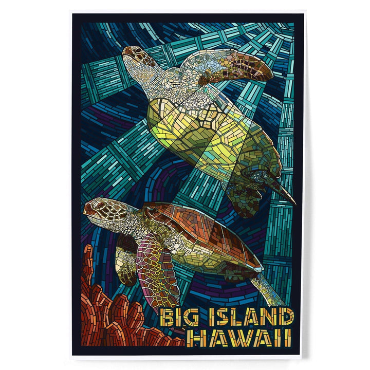 Big Island, Hawaii, Sea Turtle, Mosaic, Art & Giclee Prints Art Lantern Press 