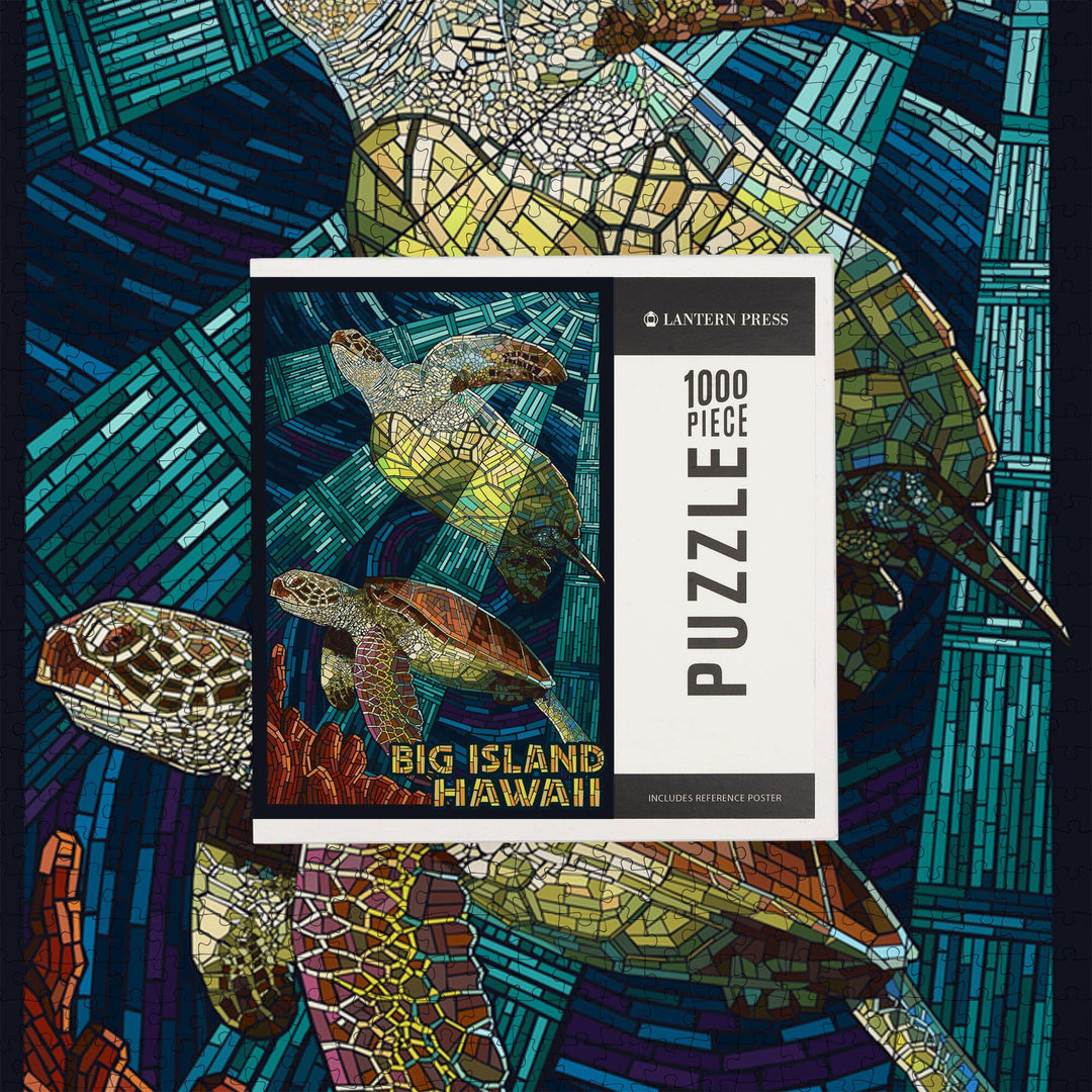 Big Island, Hawaii, Sea Turtle, Mosaic, Jigsaw Puzzle Puzzle Lantern Press 