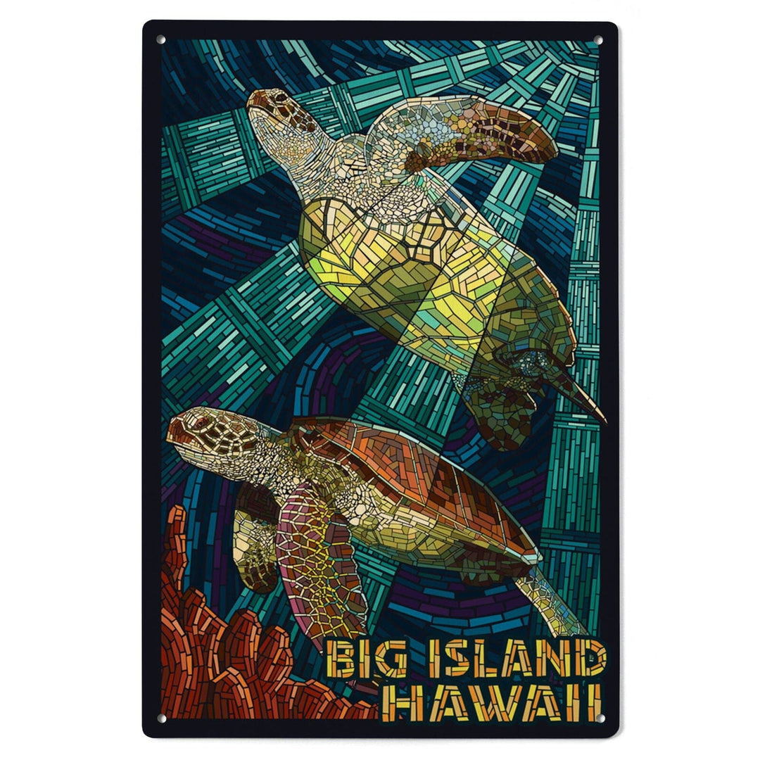 Big Island, Hawaii, Sea Turtle, Mosaic, Lantern Press Artwork, Wood Signs and Postcards Wood Lantern Press 